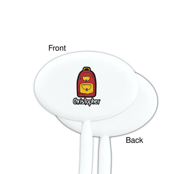 Math Lesson White Plastic 7" Stir Stick - Single Sided - Oval - Front & Back