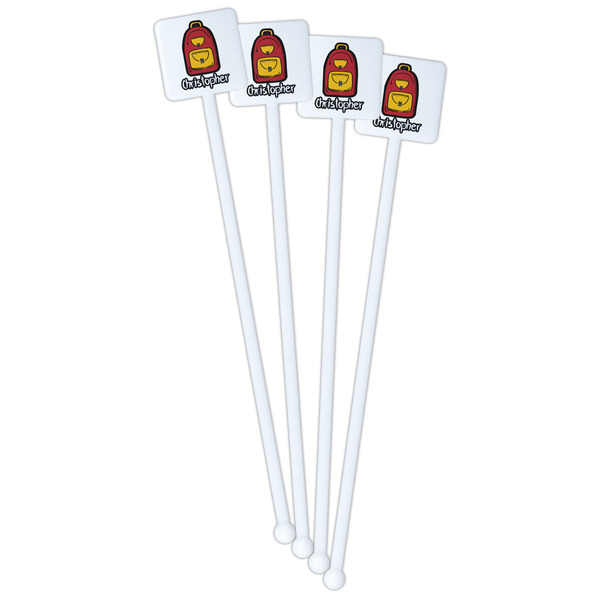 Math Lesson White Plastic Stir Stick - Double Sided - Square - Front