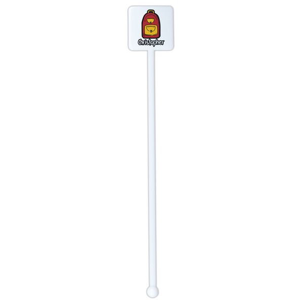 Math Lesson White Plastic Stir Stick - Single Sided - Square - Single Stick