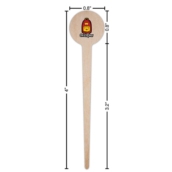 Math Lesson Wooden 4" Food Pick - Round - Dimensions