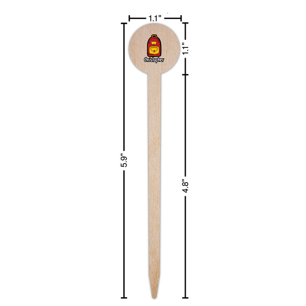 Math Lesson Wooden 6" Food Pick - Round - Dimensions