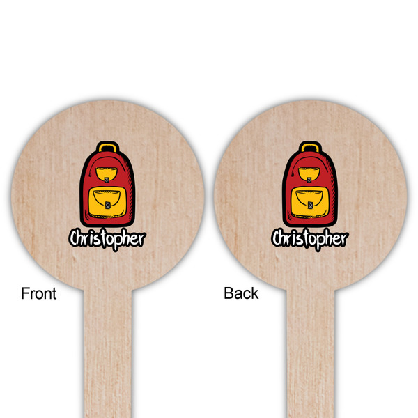 Math Lesson Wooden 6" Food Pick - Round - Double Sided - Front & Back