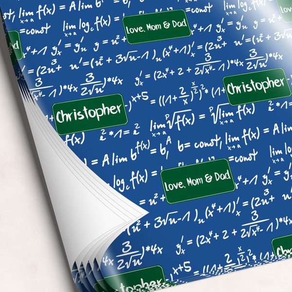 Custom Math Lesson Wrapping Paper Sheets - Single-Sided - 20" x 28" (Personalized)