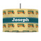School Bus 12" Drum Pendant Lamp - Fabric (Personalized)