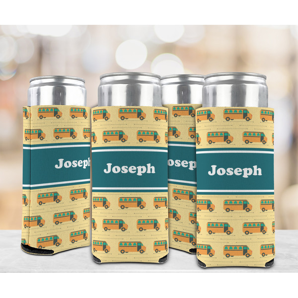 School Bus 12oz Tall Can Sleeve - Set of 4 - LIFESTYLE