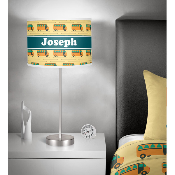 School Bus 13 inch drum lamp shade - in room