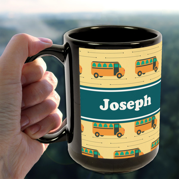 School Bus 15oz. Black Mug - LIFESTYLE