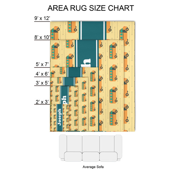 School Bus 2'x3' Indoor Area Rugs - Size Chart