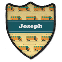 School Bus Iron On Shield Patch B w/ Name or Text
