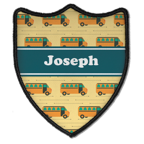 Custom School Bus Iron On Shield Patch B w/ Name or Text