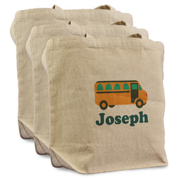 School Bus Reusable Cotton Grocery Bags - Set of 3 (Personalized)