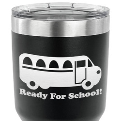 School Bus 30 oz Stainless Steel Tumbler - Black - Double Sided (Personalized)