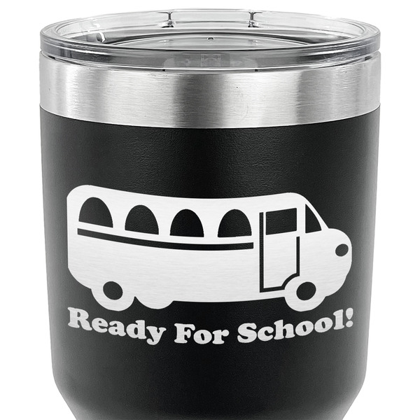 School Bus 30 oz Stainless Steel Ringneck Tumbler - Black - CLOSE UP