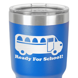 School Bus 30 oz Stainless Steel Tumbler - Royal Blue - Double-Sided (Personalized)