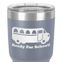 School Bus 30 oz Stainless Steel Tumbler - Grey - Double-Sided (Personalized)