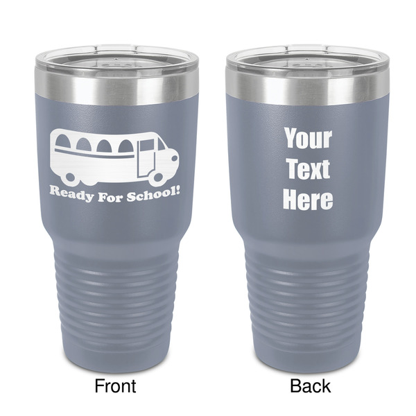 Custom School Bus 30 oz Stainless Steel Tumbler - Grey - Double-Sided (Personalized)