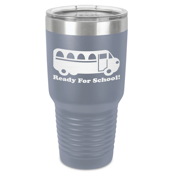 Custom School Bus 30 oz Stainless Steel Tumbler - Grey - Single-Sided (Personalized)