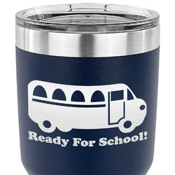 School Bus 30 oz Stainless Steel Tumbler - Navy - Single Sided (Personalized)
