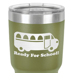 School Bus 30 oz Stainless Steel Tumbler - Olive - Double-Sided (Personalized)