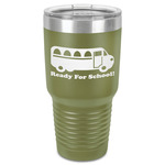 School Bus 30 oz Stainless Steel Tumbler - Olive - Single-Sided (Personalized)