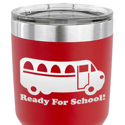 School Bus 30 oz Stainless Steel Tumbler - Red - Double Sided (Personalized)