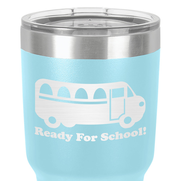 School Bus 30 oz Stainless Steel Ringneck Tumbler - Teal - Close Up