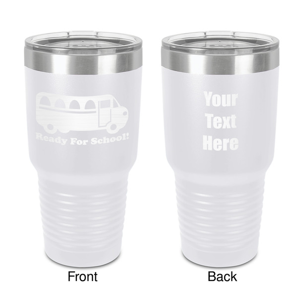 Custom School Bus 30 oz Stainless Steel Tumbler - White - Double-Sided (Personalized)