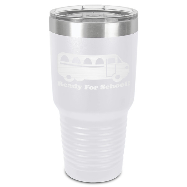 Custom School Bus 30 oz Stainless Steel Tumbler - White - Single-Sided (Personalized)