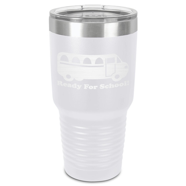 School Bus 30 oz Stainless Steel Ringneck Tumbler - White - Front