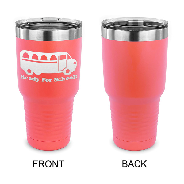 School Bus 30 oz Stainless Steel Ringneck Tumblers - Coral - Single Sided - APPROVAL