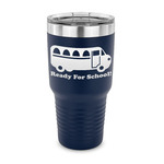 School Bus 30 oz Stainless Steel Tumbler - Navy - Single Sided (Personalized)