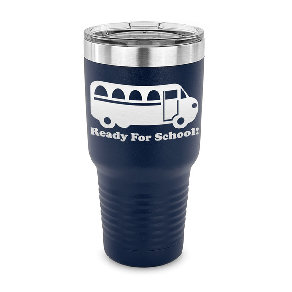 School Bus 30 oz Stainless Steel Ringneck Tumblers - Navy - FRONT