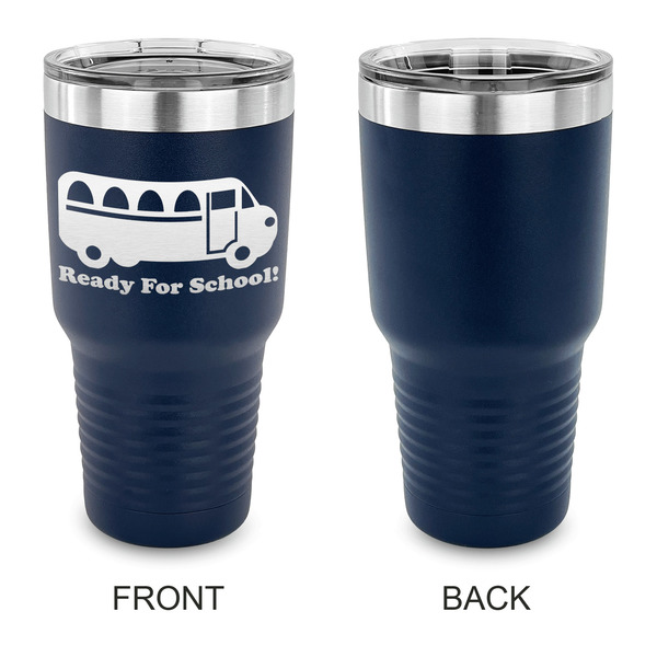 School Bus 30 oz Stainless Steel Ringneck Tumblers - Navy - Single Sided - APPROVAL
