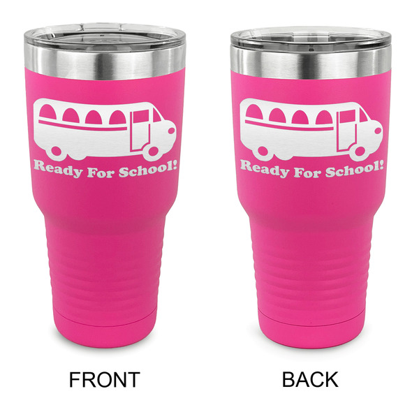 Custom School Bus 30 oz Stainless Steel Tumbler - Pink - Double Sided (Personalized)