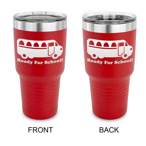 Custom School Bus 30 oz Stainless Steel Tumbler - Red - Double Sided (Personalized)