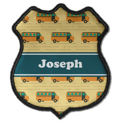 School Bus Iron On Shield Patch C w/ Name or Text