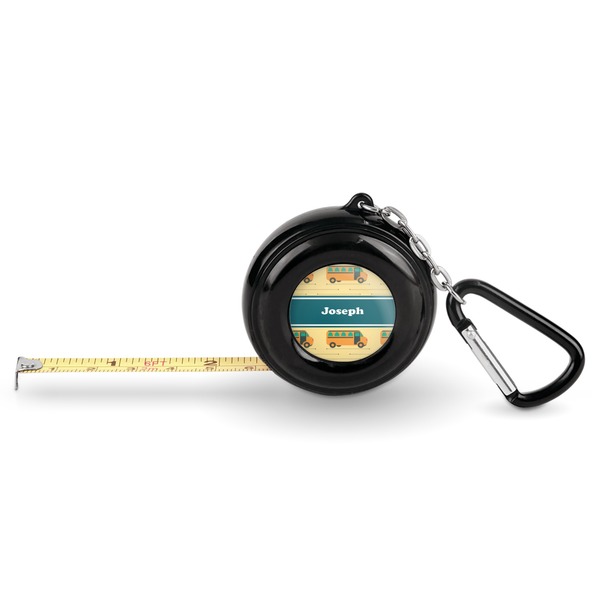Custom School Bus Pocket Tape Measure - 6 Ft w/ Carabiner Clip (Personalized)