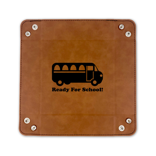 School Bus 6" x 6" Leatherette Snap Up Tray - FLAT FRONT