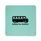 School Bus 6" x 6" Teal Leatherette Snap Up Tray - APPROVAL