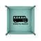 School Bus 6" x 6" Teal Leatherette Snap Up Tray - FOLDED UP