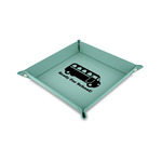 School Bus Faux Leather Dice Tray - 6" x 6" - Teal (Personalized)