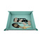School Bus 6" x 6" Teal Leatherette Snap Up Tray - STYLED
