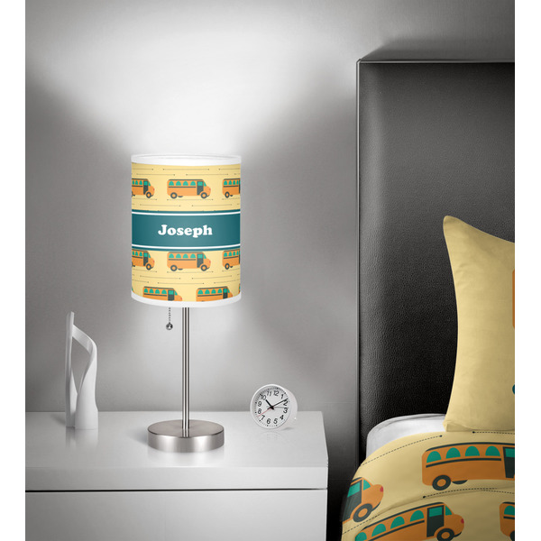 School Bus 7 inch drum lamp shade - in room