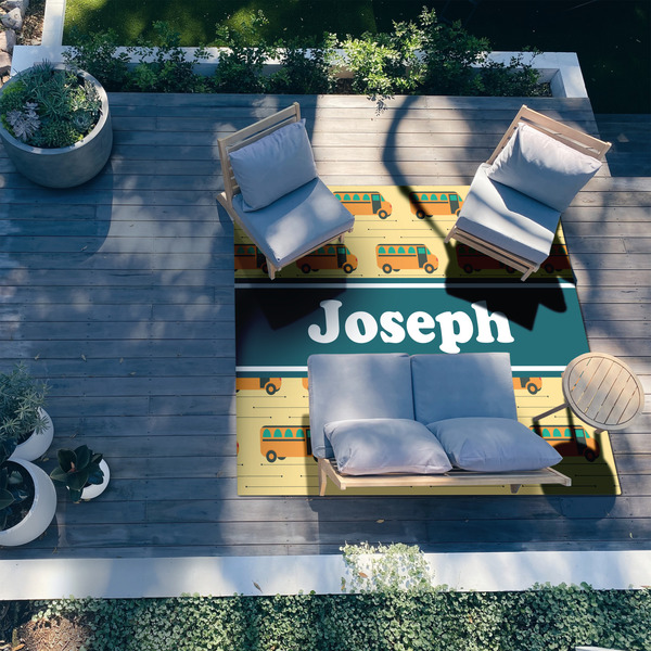 School Bus 8'x10' Patio Rug - In context