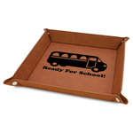 School Bus Faux Leather Dice Tray - 9" x 9" - Rawhide (Personalized)