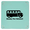 School Bus 9" x 9" Teal Leatherette Snap Up Tray - APPROVAL