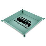 School Bus 9" x 9" Teal Faux Leather Valet Tray (Personalized)