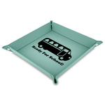 School Bus Faux Leather Dice Tray - 9" x 9"  - Teal (Personalized)