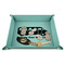 School Bus 9" x 9" Teal Leatherette Snap Up Tray - STYLED