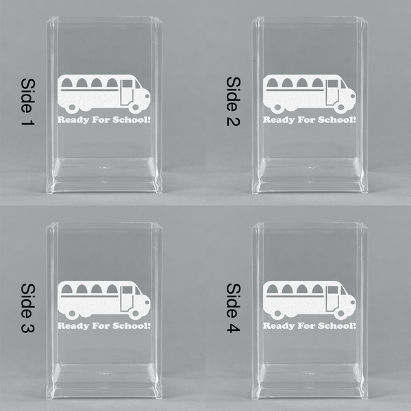 School Bus Acrylic Pen Holder - All Sides